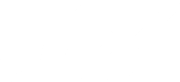 Logo de Haiti Sports Zone, affichant les initiales "HSZ" en grandes lettres majuscules, avec le texte "HAITI SPORTS ZONE" en dessous. Le design est simple et moderne, avec des lettres blanches sur fond transparent.